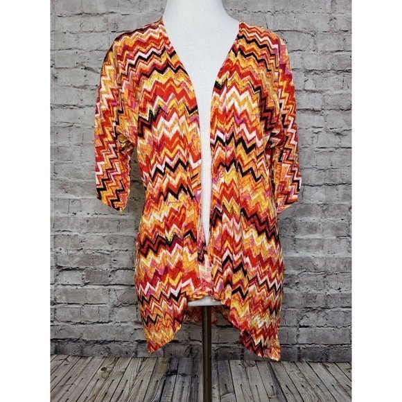 Girls LuLaRoe‎ Red Orange Chevron Striped Bianka - Picture 4 of 12